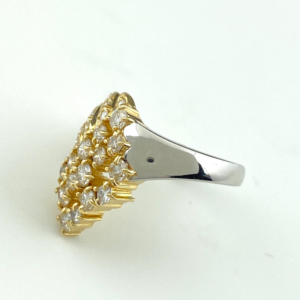 メレダイヤ デザインリング プラチナ YG イエローゴールド 指輪 リング 8.5号 Pt900 K18 ダイヤモンド レディース 【中古】nbjwl