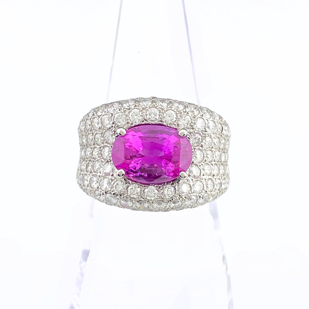 タサキ ピンクサファイア デザインリング 指輪 メレダイヤ リング 16号 750 ピンクサファイア ダイヤモンド レディース 【中古】brjwl