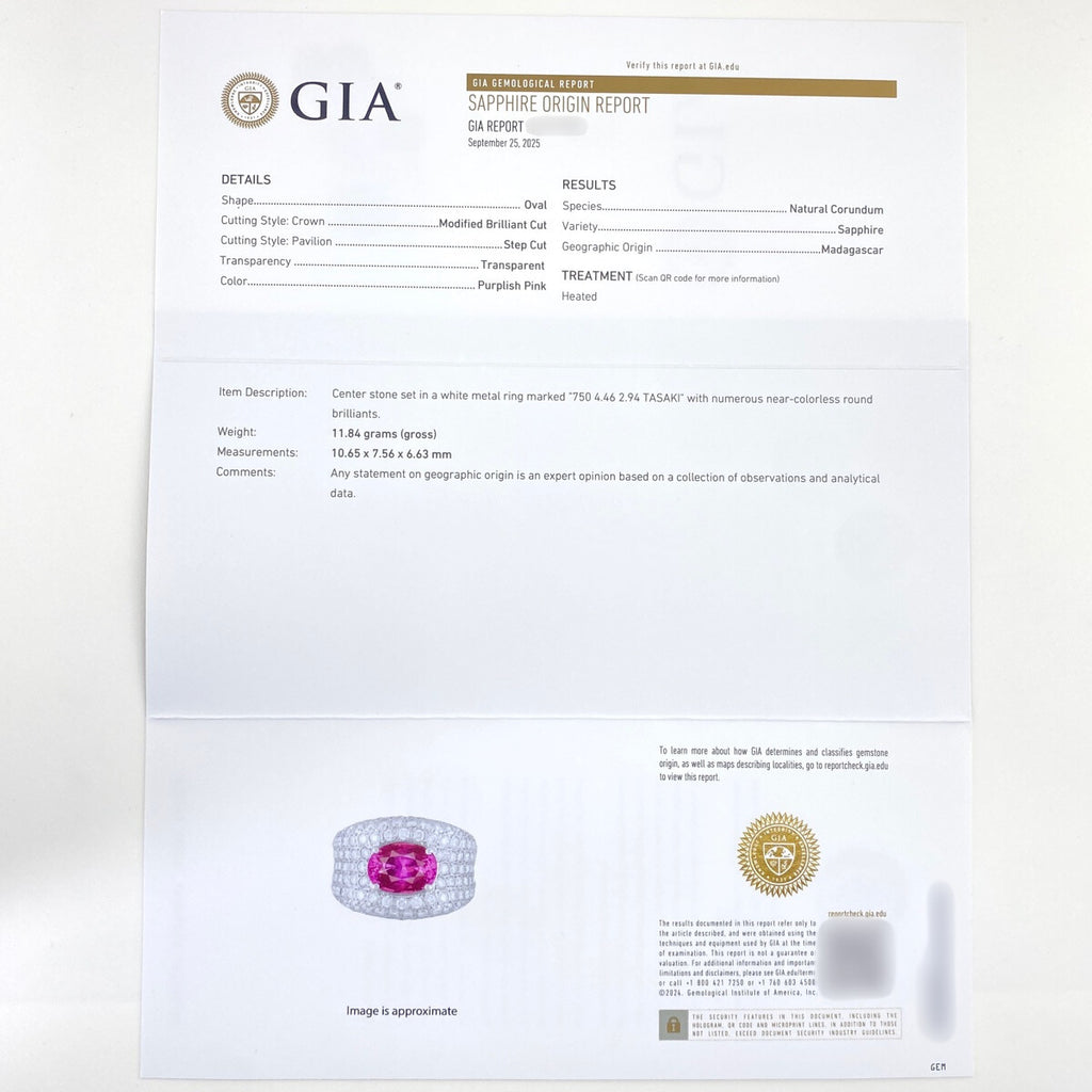 タサキ ピンクサファイア デザインリング 指輪 メレダイヤ リング 16号 750 ピンクサファイア ダイヤモンド レディース 【中古】brjwl