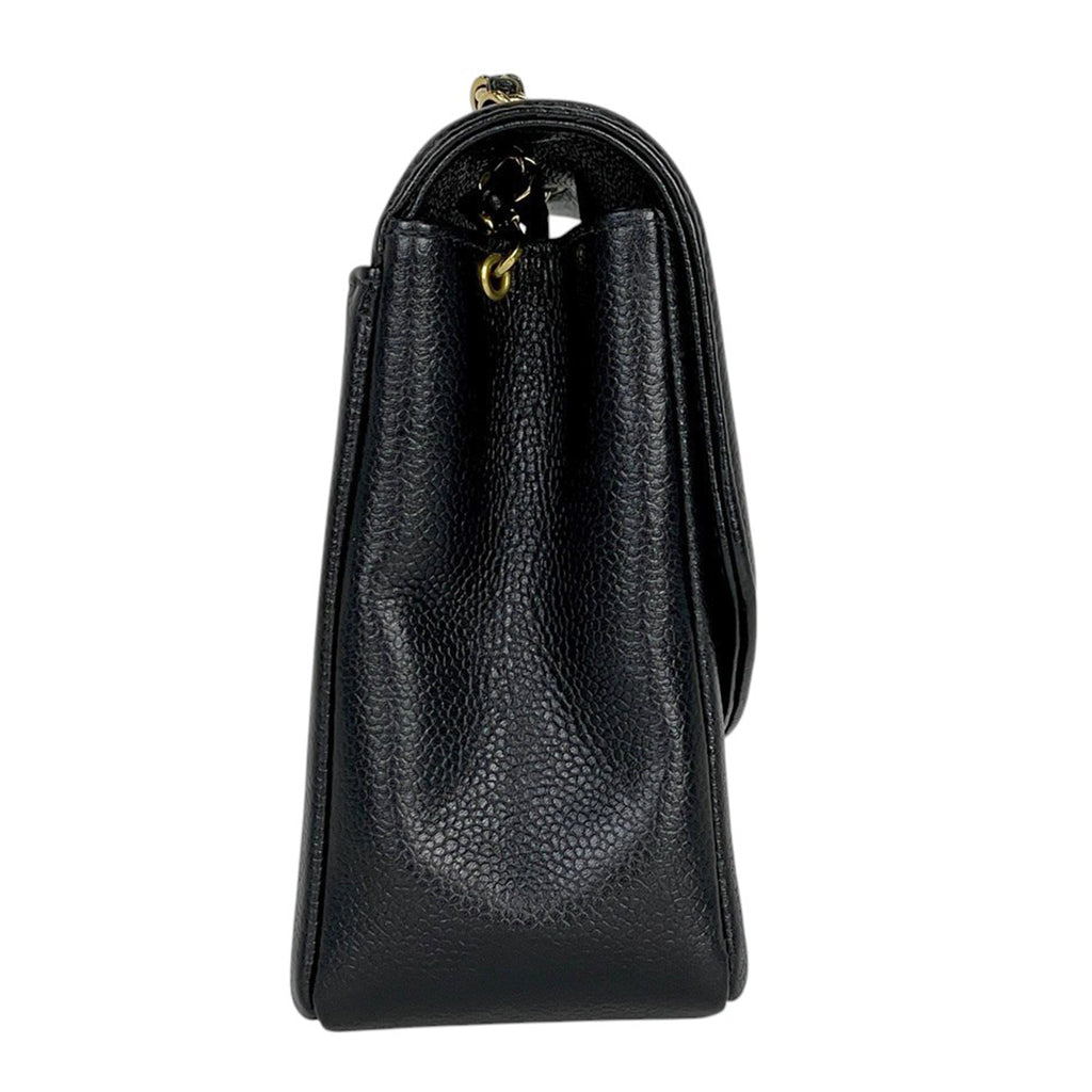 【在庫一掃】 シャネル ダイアナ マトラッセ シングルフラップ チェーン ショルダーバッグ ココマーク ショルダーバッグ キャビアスキン ブラック A01165 レディース 【中古】 brbag