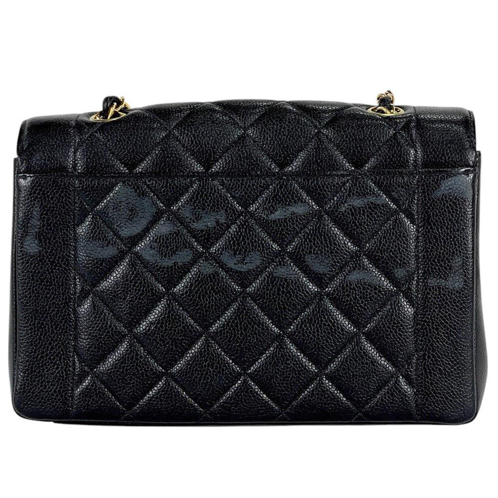【在庫一掃】 シャネル ダイアナ マトラッセ シングルフラップ チェーン ショルダーバッグ ココマーク ショルダーバッグ キャビアスキン ブラック A01165 レディース 【中古】 brbag
