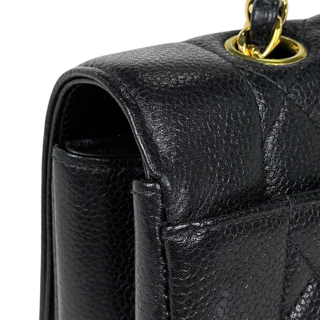 【在庫一掃】 シャネル ダイアナ マトラッセ シングルフラップ チェーン ショルダーバッグ ココマーク ショルダーバッグ キャビアスキン ブラック A01165 レディース 【中古】 brbag