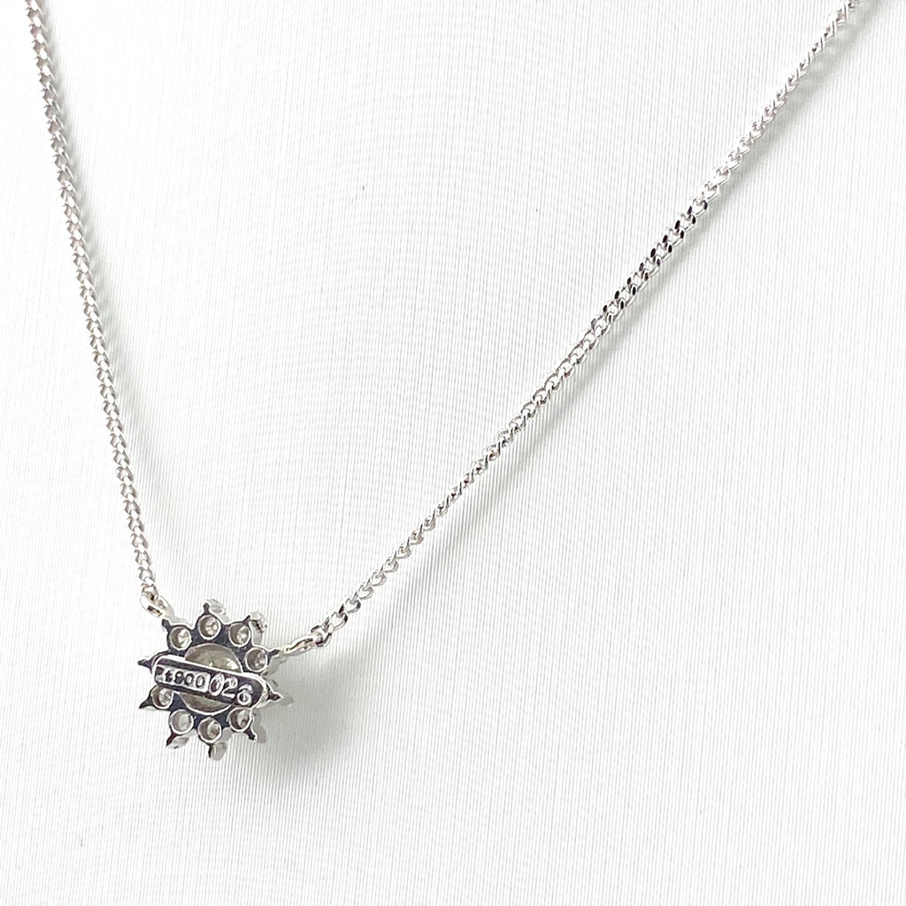 フラワーモチーフ デザインネックレス プラチナ ペンダント メレダイヤ 花 ネックレス Pt900 Pt850 ダイヤモンド レディース 【中古】nbjwl