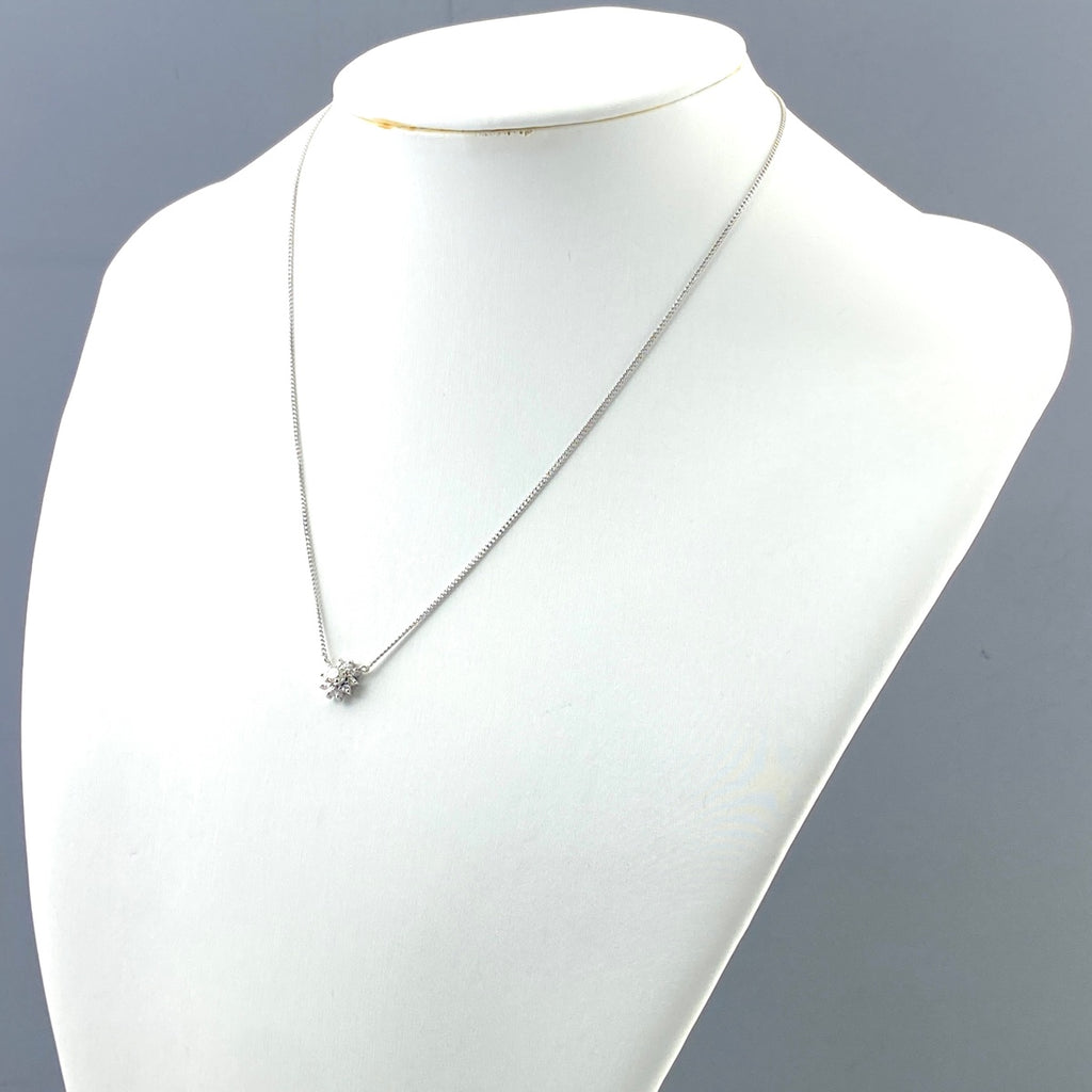 フラワーモチーフ デザインネックレス プラチナ ペンダント メレダイヤ 花 ネックレス Pt900 Pt850 ダイヤモンド レディース 【中古】nbjwl