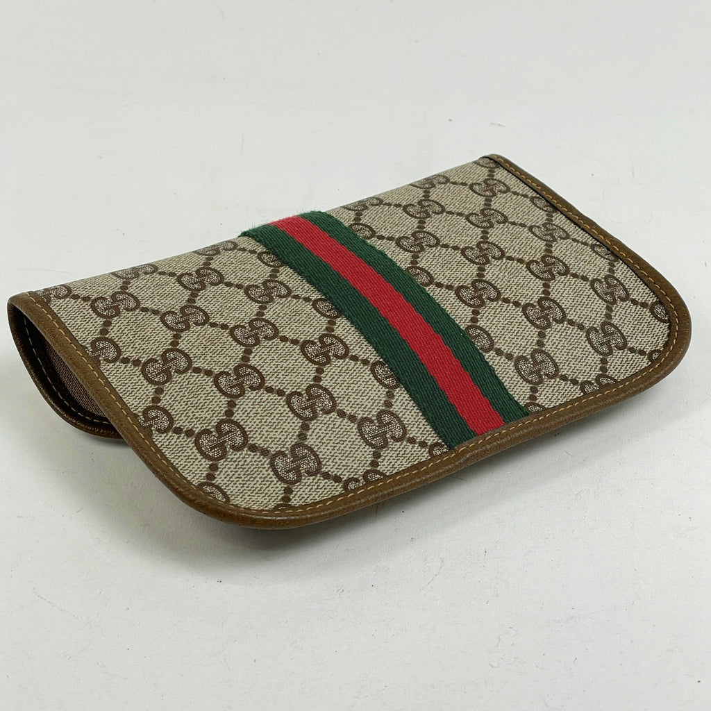 グッチ GG柄 ポーチ シェリーライン ウェブ オールドグッチ 8901021 化粧ポーチ コーティングキャンバス ベージュ ブラウン レディース 【中古】brbag