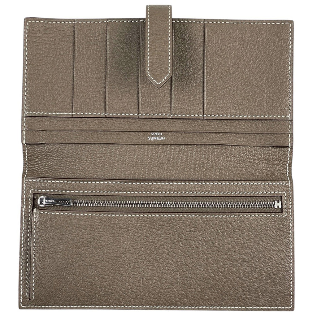 エルメス ベアン スフレ Hロゴ 長財布 シェブルミゾル エトゥープ □N レディース 【中古】brbag