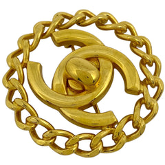 シャネル ココマーク ブローチ ラウンド ターンロック ブローチ GP ゴールド レディース 【中古】bracc