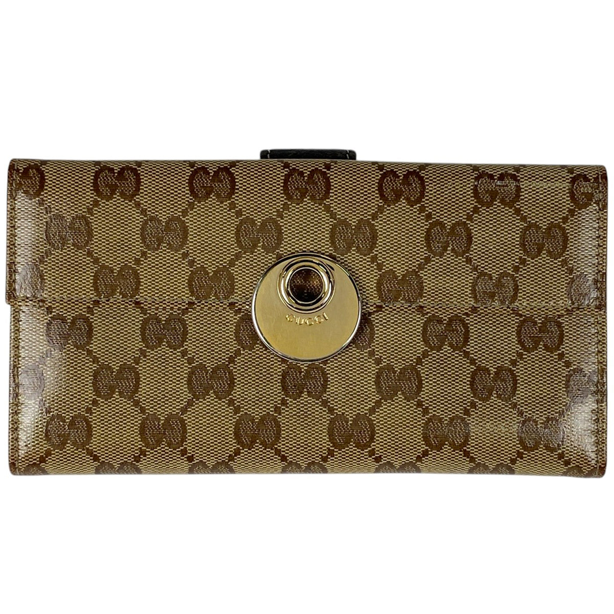 美品 グッチ GG キャンバス 長財布 チャーム 金具 ダークブラウン GUCCI グッチ GGキャンバス 長財布 GGキャンバス ユニセックス