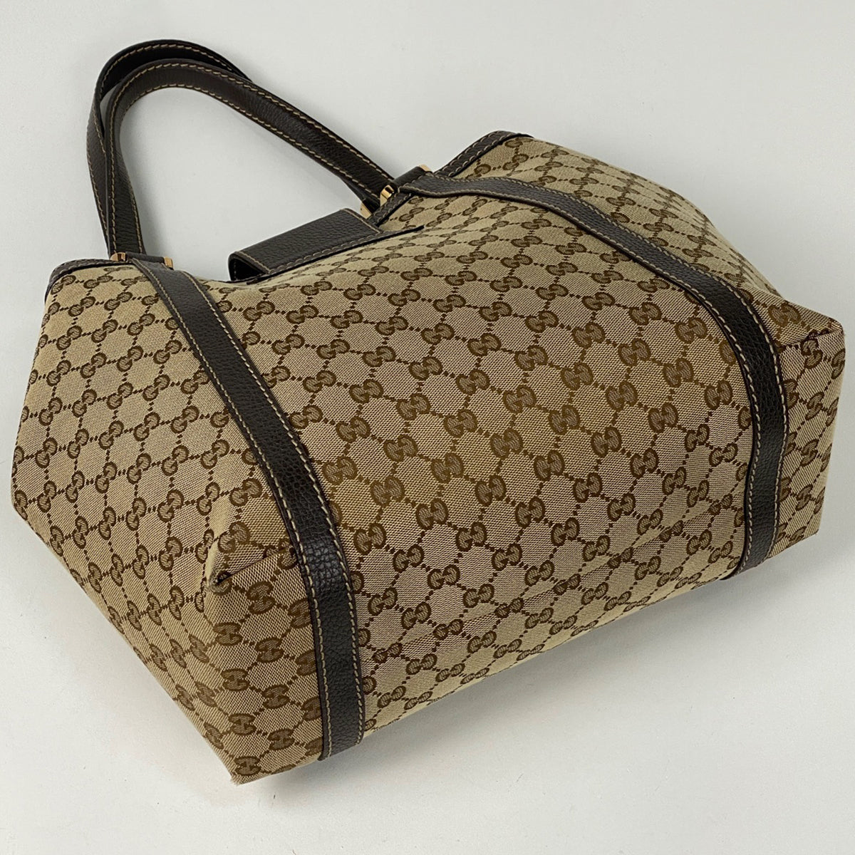 ✨格安✨️グッチ トートバッグ マイクロGG D金具 総柄 ブラウン 茶色 GUCCI グッチ トートバッグ マイクロGGスプリーム モノグラム