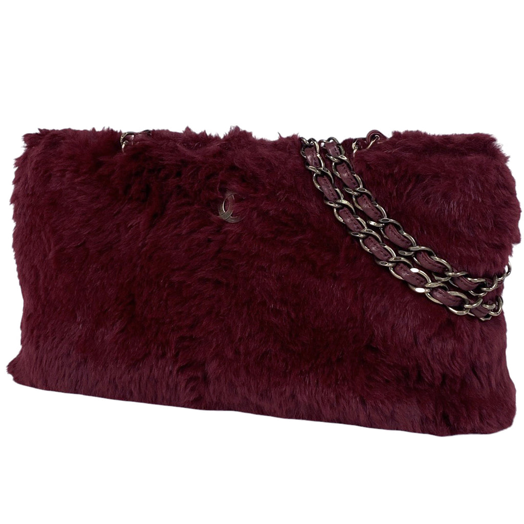 【最終値引き】 シャネル ココマーク チェーン ショルダーバッグ ファー ボルドー レディース 【中古】brbag