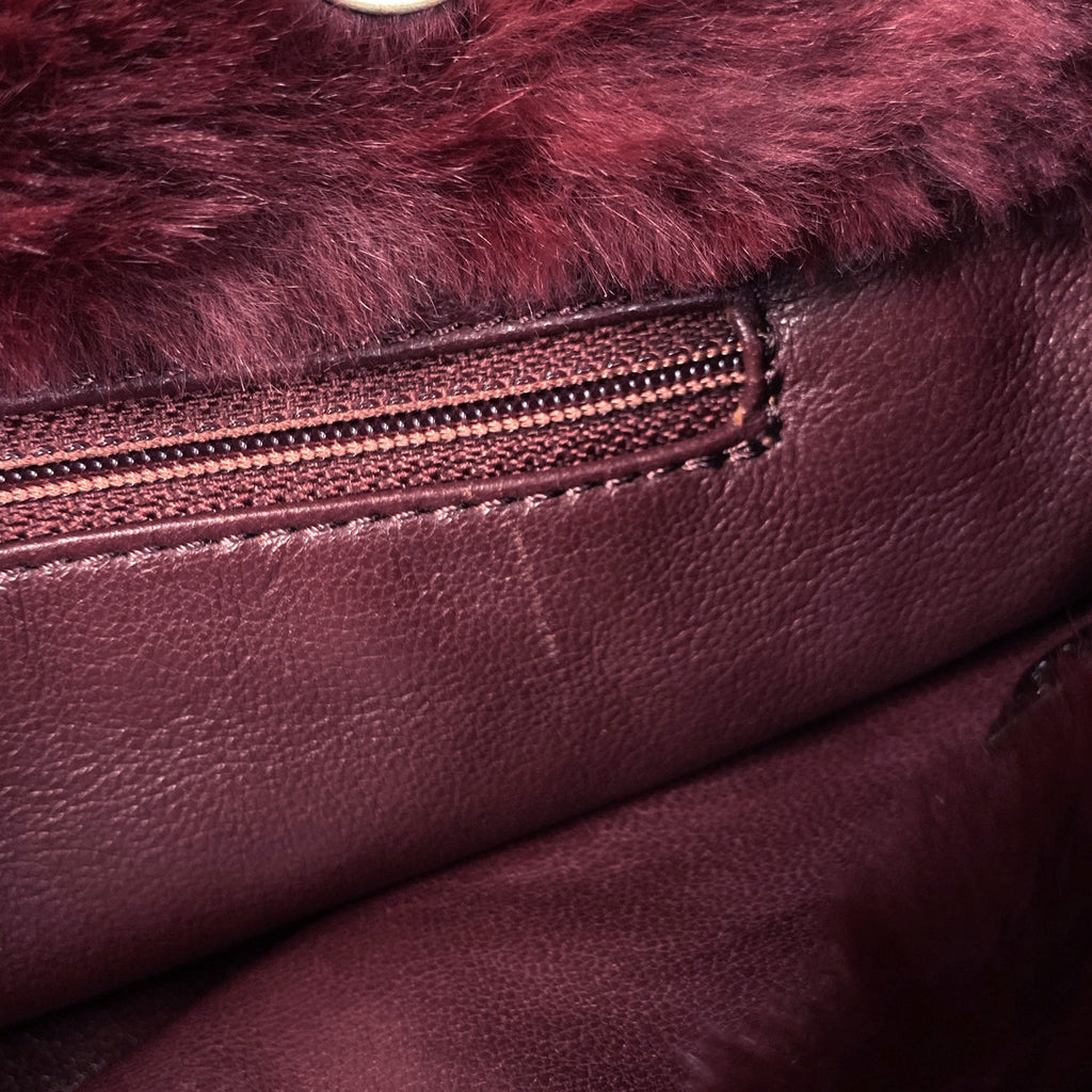 【最終値引き】 シャネル ココマーク チェーン ショルダーバッグ ファー ボルドー レディース 【中古】brbag