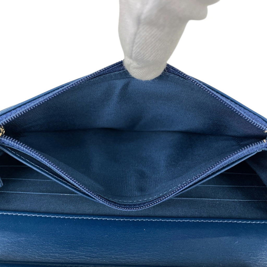 シャネル ボーイシャネル チェーン ウォレット マトラッセ ショルダーバッグ レザー ブルー レディース 【中古】brbag