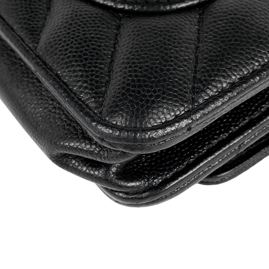シャネル Vステッチ チェーン ウォレット ココマーク ショルダーバッグ レザー ブラック レディース 【中古】brbag