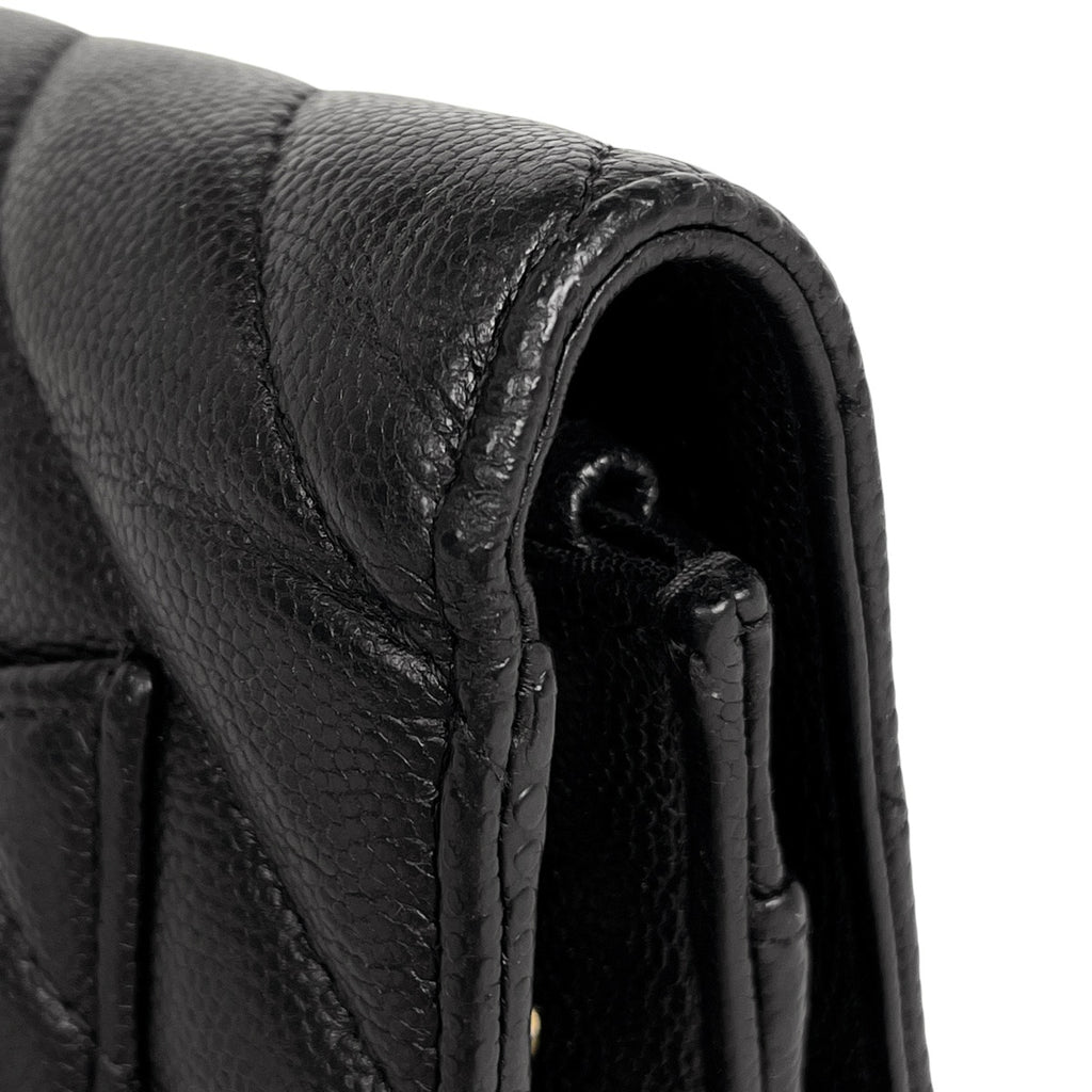 シャネル Vステッチ チェーン ウォレット ココマーク ショルダーバッグ レザー ブラック レディース 【中古】brbag