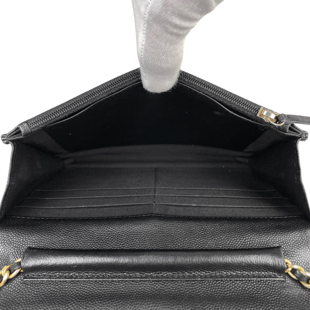 シャネル Vステッチ チェーン ウォレット ココマーク ショルダーバッグ レザー ブラック レディース 【中古】brbag