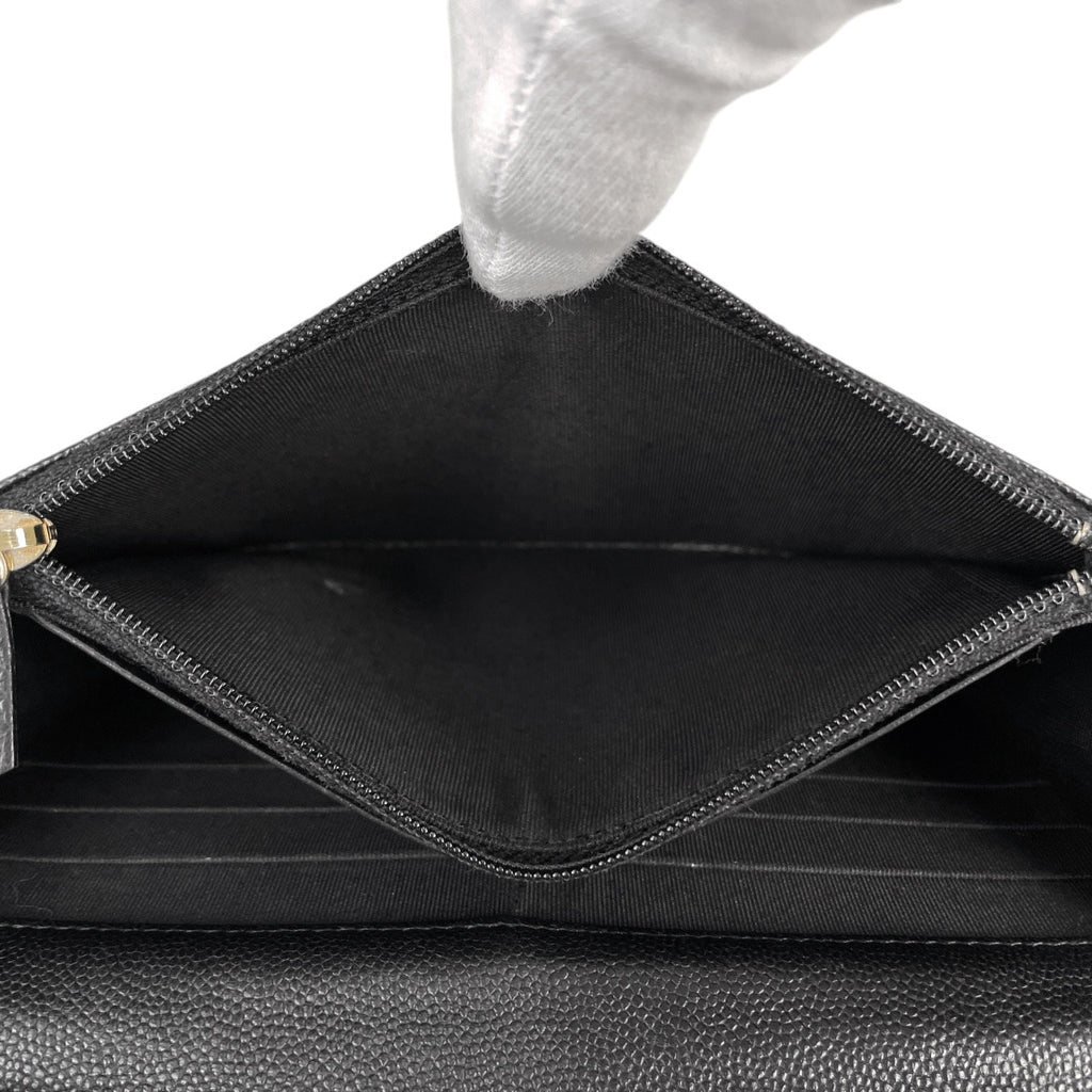 シャネル Vステッチ チェーン ウォレット ココマーク ショルダーバッグ レザー ブラック レディース 【中古】brbag