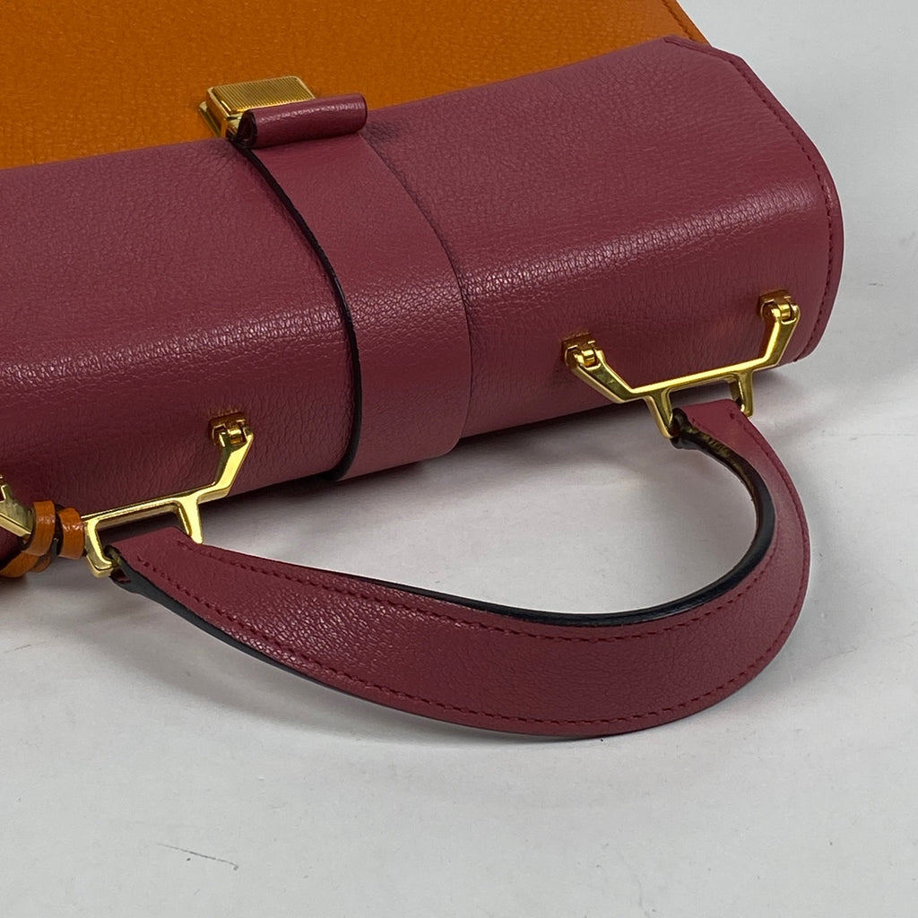 ミュウ ミュウ マドラス ハンドバッグ ロゴ 2WAY ショルダーバッグ ハンドバッグ レザー オレンジ ピンク R1108C レディース 【中古】brbag