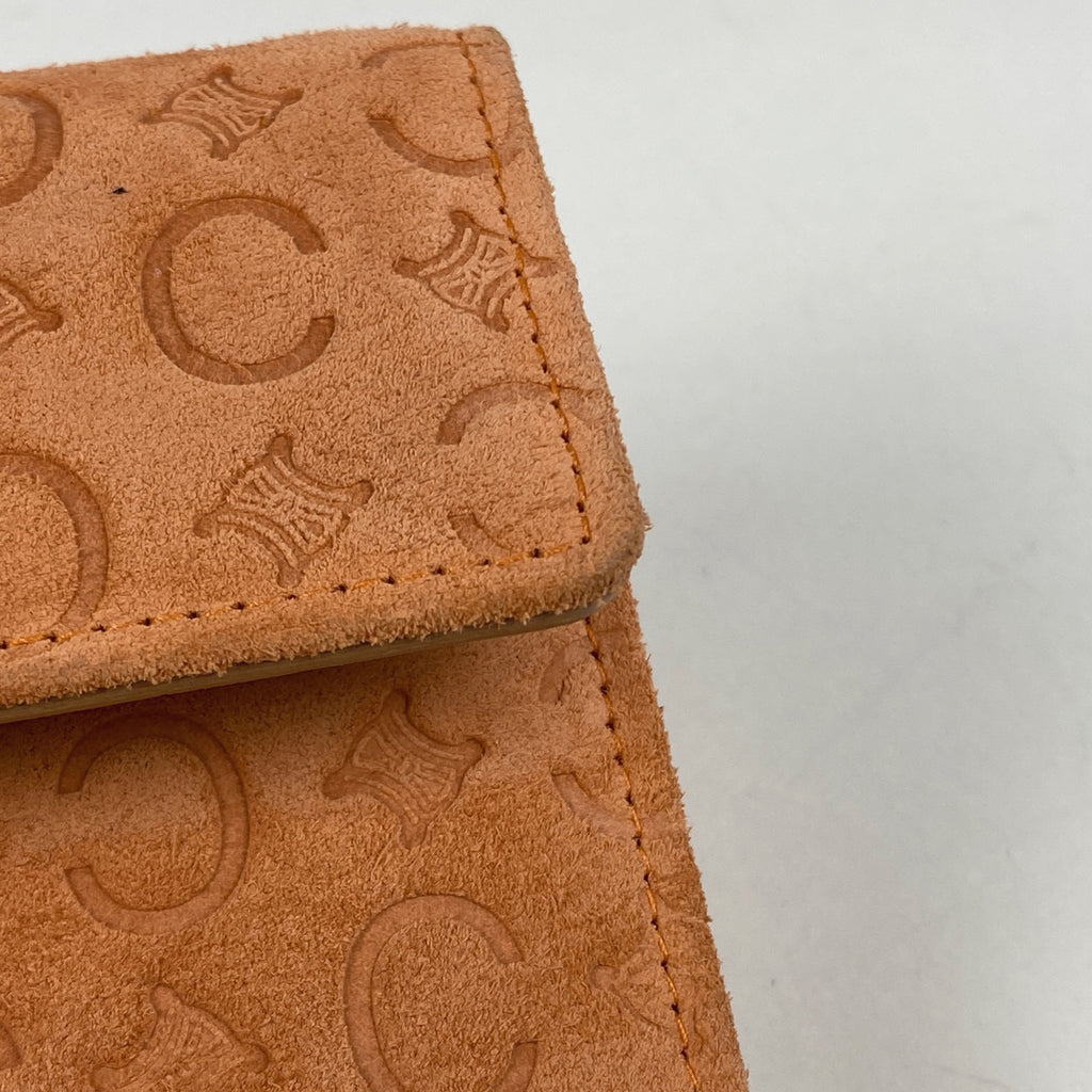 セリーヌ マカダム柄 三つ折り財布 札入れ 小銭入れ 三つ折り財布 スエード サーモンピンク レディース 【中古】brbag