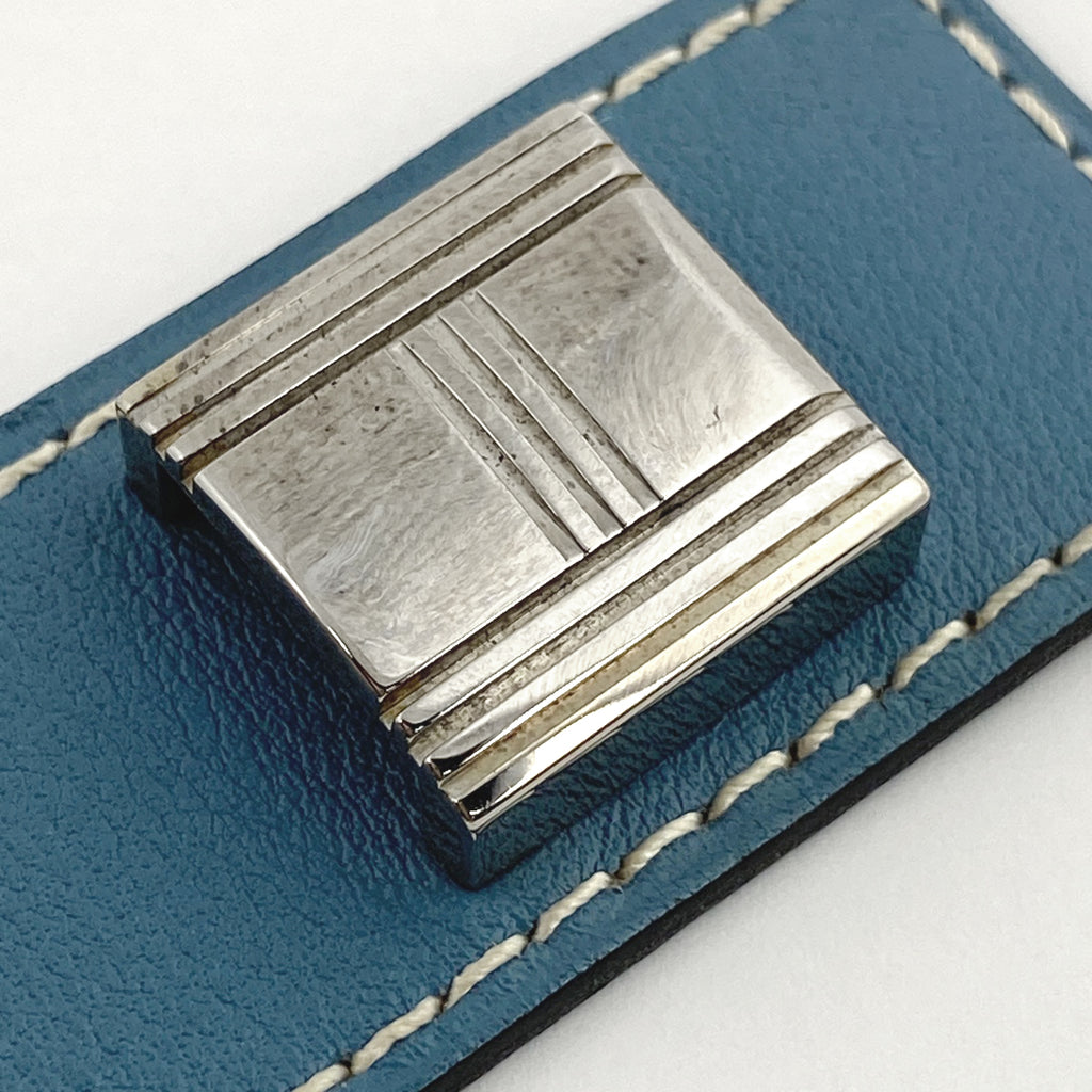 【最終値引き】 エルメス アルテミス ブレスレット バングル 腕輪 ブレスレット レザー ブルー シルバー レディース 【中古】  bracc