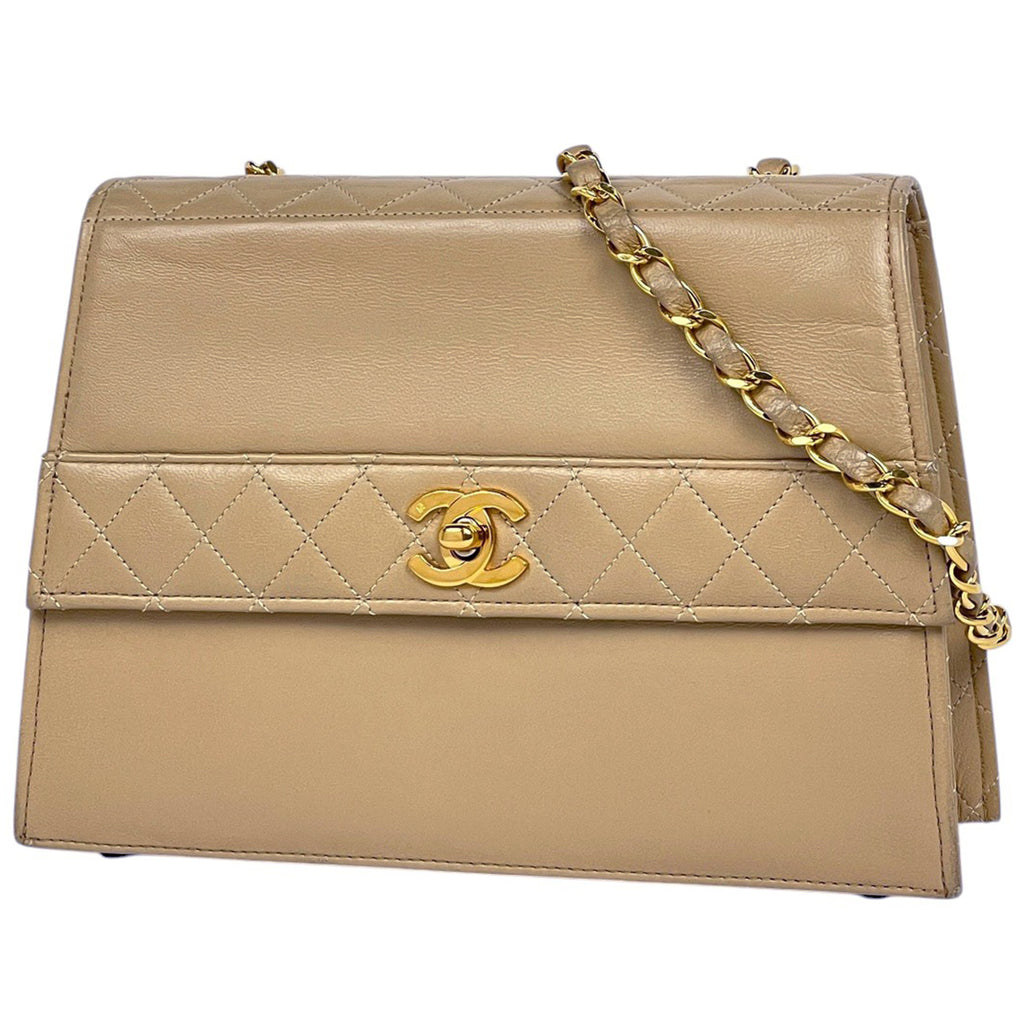 シャネル ココマーク チェーン ショルダーバッグ マトラッセ ショルダーバッグ レザー ベージュ レディース 【中古】 brbag