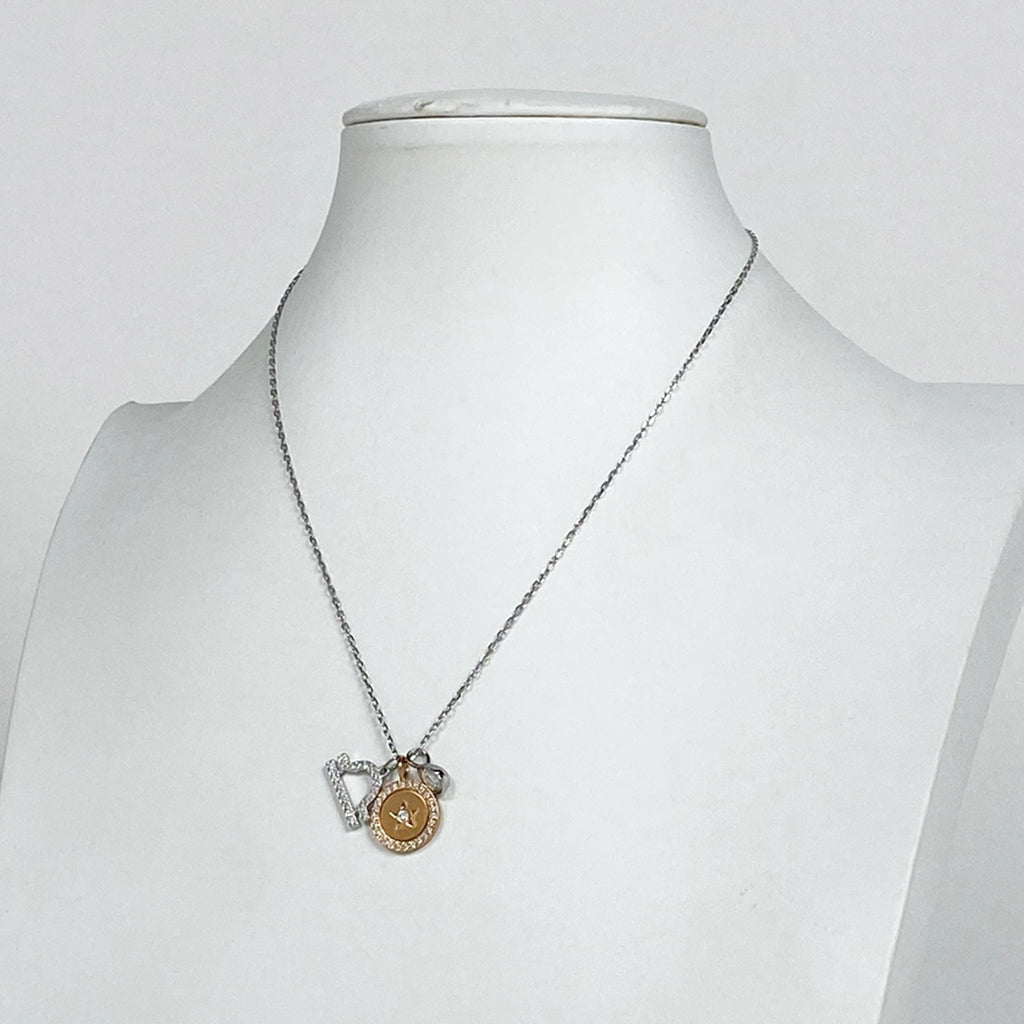 スワロフスキー クリスタル デザイン ネックレス Libra てんびん座 ネックレス メタル シルバー ゴールド レディース 【中古】 
 ラッピング可