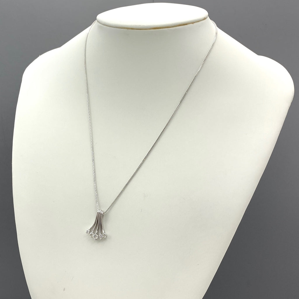 メレダイヤ デザインネックレス WG ホワイトゴールド ペンダント ネックレス K18 WG ダイヤモンド レディース 【中古】nbjwl