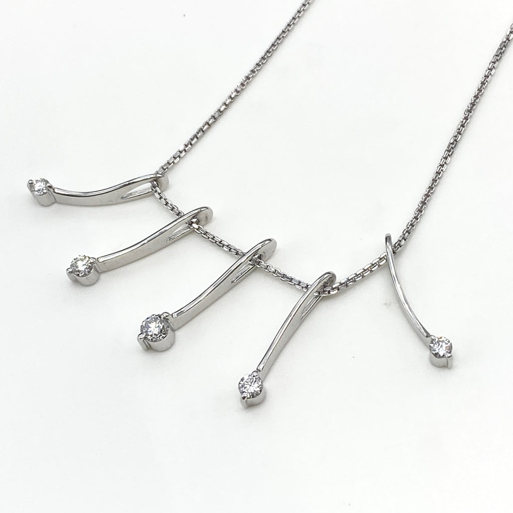 メレダイヤ デザインネックレス WG ホワイトゴールド ペンダント ネックレス K18 WG ダイヤモンド レディース 【中古】nbjwl