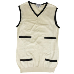 シャネル ココマーク ノースリーブ ニット ベスト バイカラー トップス ニット コットン ホワイト ブラック レディース 【中古】 brapp