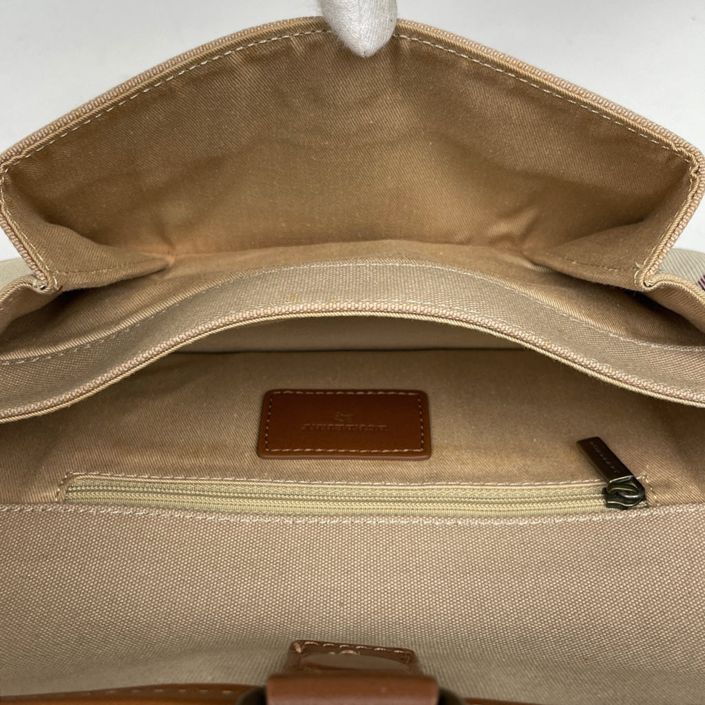 バーバリー ロゴ ショルダーバッグ チェック柄 ハンドバッグ 肩掛け キャンバス ブラウン レディース 【中古】brbag