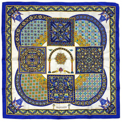 エルメス カレ 90 CIELS BYZANTINS ビザンチンの空 鳥 スカーフ シルク ブルー マルチカラー レディース 【中古】brbag