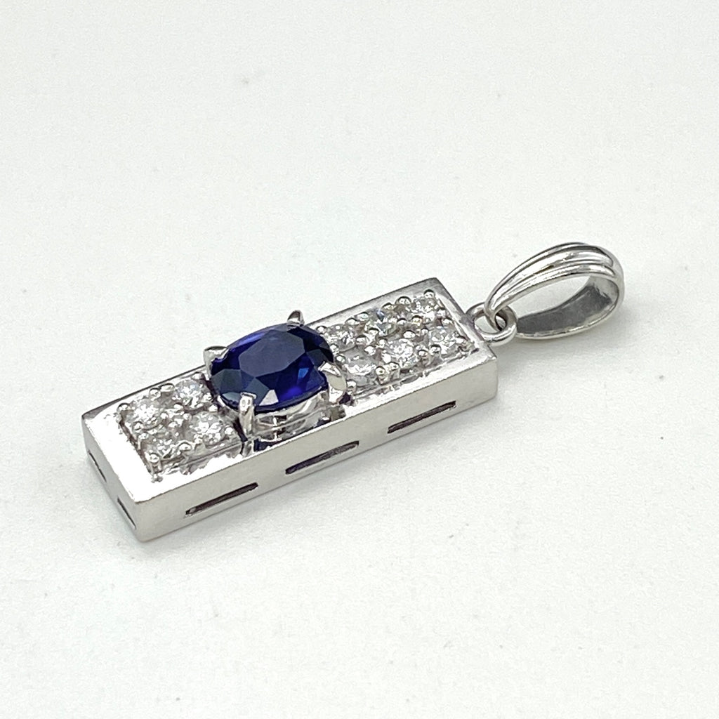 サファイア ペンダントトップ プラチナ メレダイヤ ペンダントトップ Pt900 サファイア ダイヤモンド レディース 【中古】nbjwl