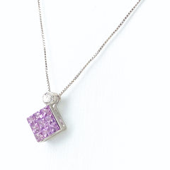 ピンクサファイア デザインネックレス WG ホワイトゴールド ペンダント メレダイヤ ネックレス K18 WG ピンクサファイア レディース 【中古】nbjwl