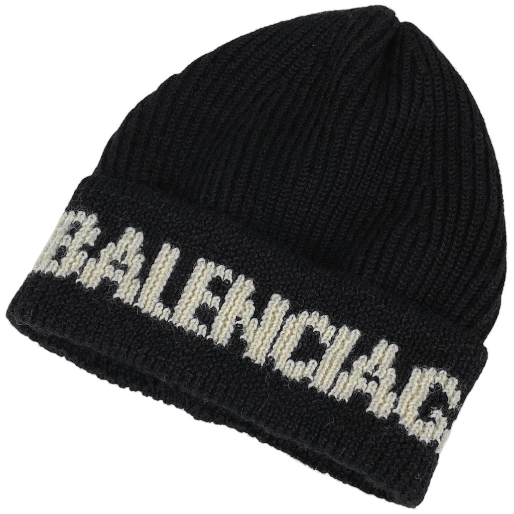 バレンシアガ ロゴ キャップ メンズ ニット帽 帽子 キャップ ウール ポリウレタン ナイロン ブラック レディース 【中古】brapp