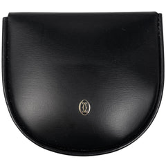 カルティエ マストライン コインケース 小銭入れ 半円 馬蹄型 コインケース レザー ブラック レディース 【中古】brbag