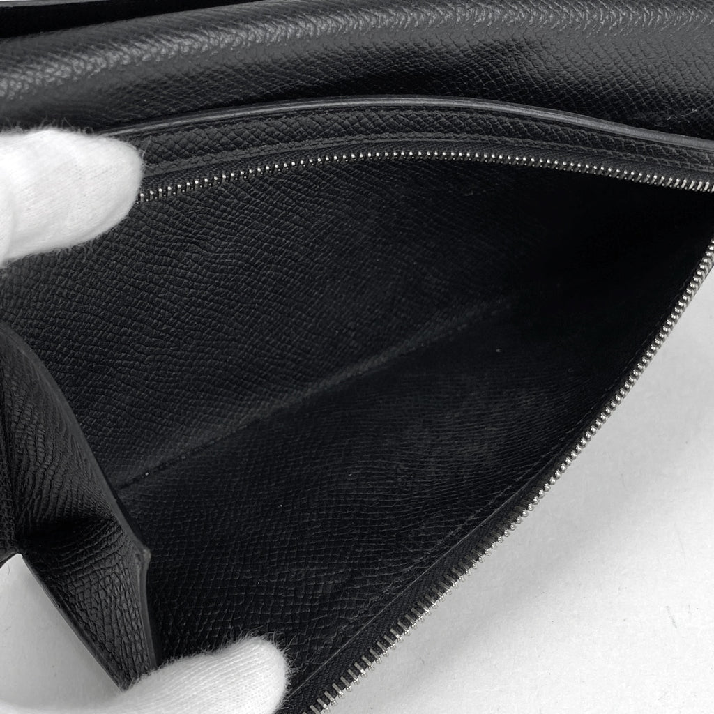 エルメス ベアン スフレ 二つ折り Hロゴ 長財布 レザー ブラック A レディース 【中古】brbag