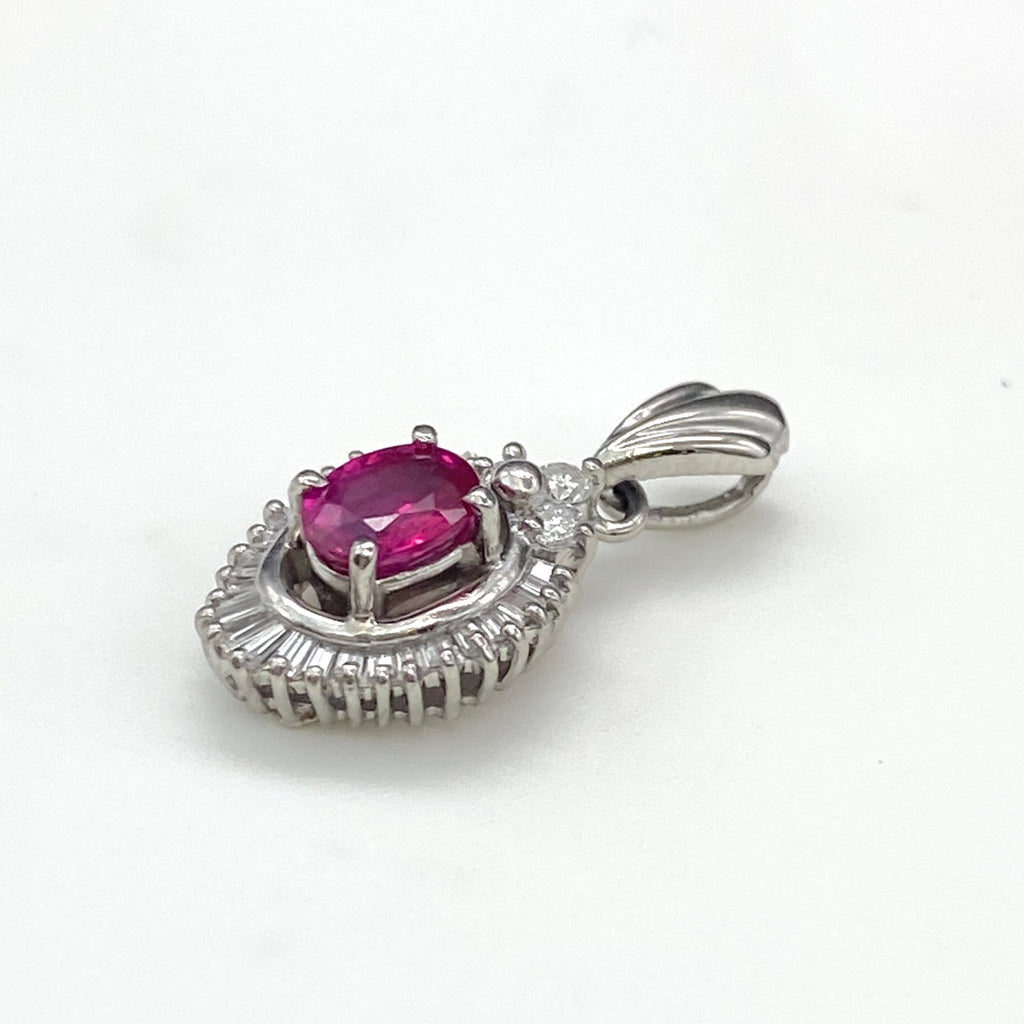 ルビー ペンダントトップ プラチナ メレダイヤ ペンダントトップ Pt900 ルビー ダイヤモンド レディース 【中古】nbjwl