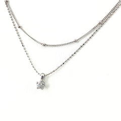 メレダイヤ デザインネックレス WG ホワイトゴールド ペンダント ２連 ネックレス K18 WG ダイヤモンド レディース 【中古】nbjwl