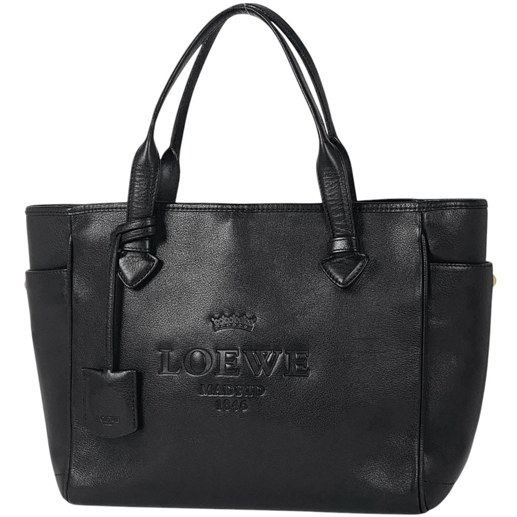 ロエベ ヘリテージ スモール トートバッグ ロゴ ハンドバッグ トートバッグ レザー ブラック レディース 【中古】brbag