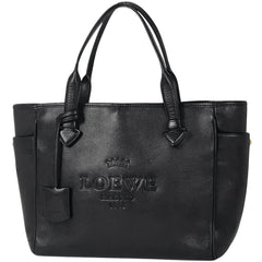 ロエベ ヘリテージ スモール トートバッグ ロゴ ハンドバッグ トートバッグ レザー ブラック レディース 【中古】brbag