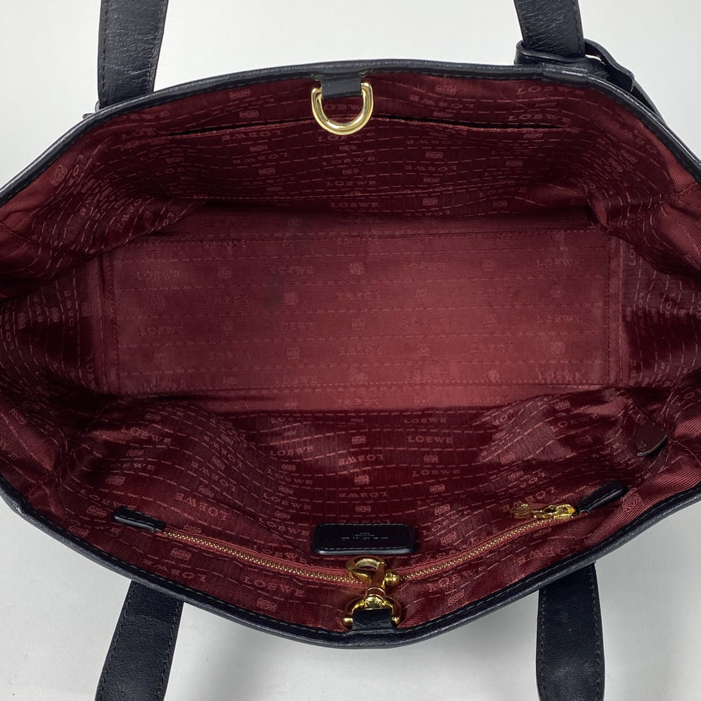 ロエベ ヘリテージ スモール トートバッグ ロゴ ハンドバッグ トートバッグ レザー ブラック レディース 【中古】brbag