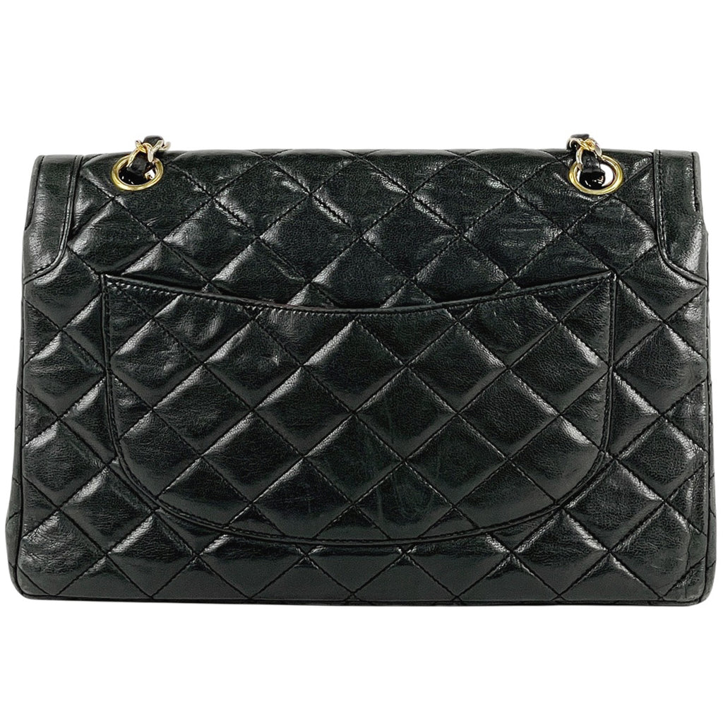 シャネル マトラッセ Wフラップ チェーン ショルダーバッグ ココマーク ショルダーバッグ レザー ブラック レディース 【中古】brbag