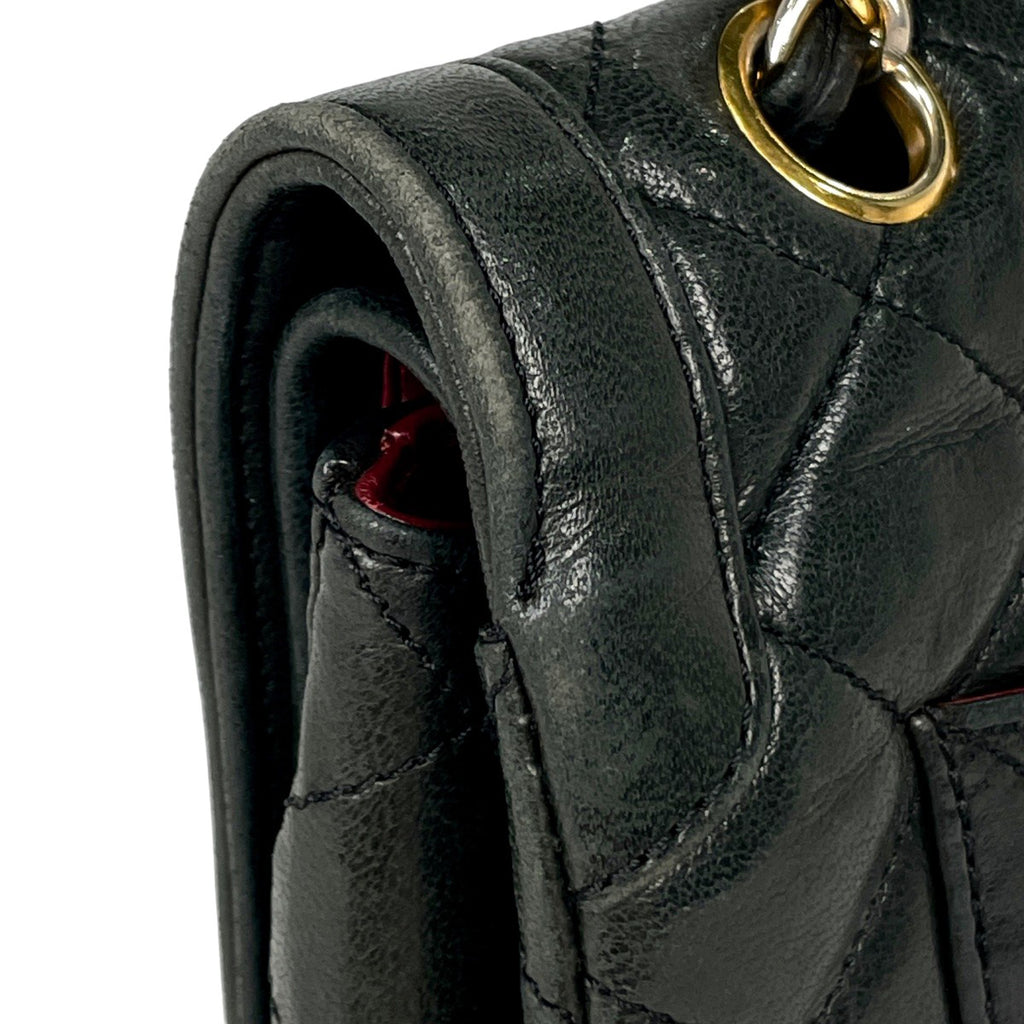 シャネル マトラッセ Wフラップ チェーン ショルダーバッグ ココマーク ショルダーバッグ レザー ブラック レディース 【中古】brbag