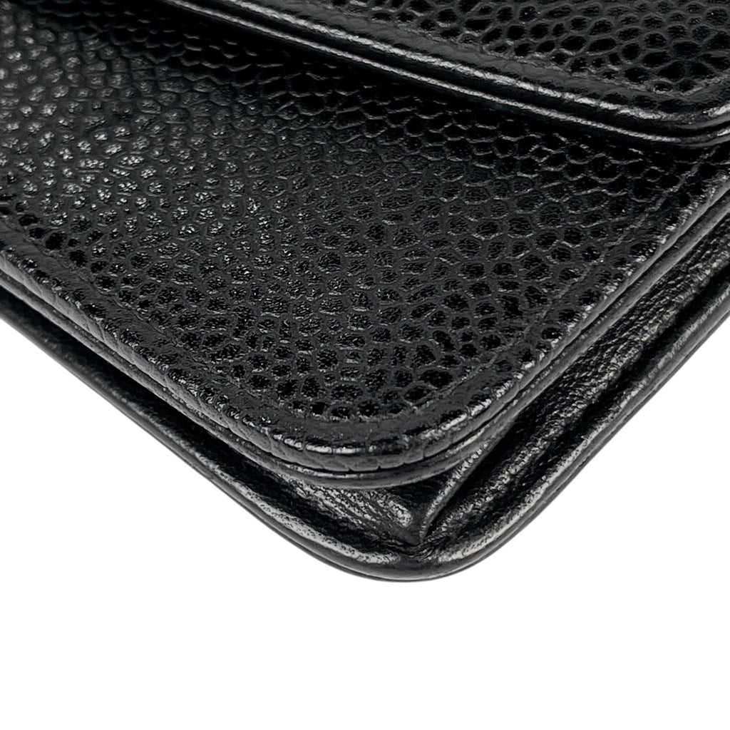 シャネル ココマーク チェーン ウォレット 財布 ショルダーバッグ キャビアスキン ブラック レディース 【中古】brbag