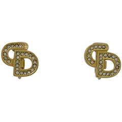 クリスチャンディオール ロゴ ラインストーン イヤリング CD イヤリング GP ゴールド レディース 【中古】bracc