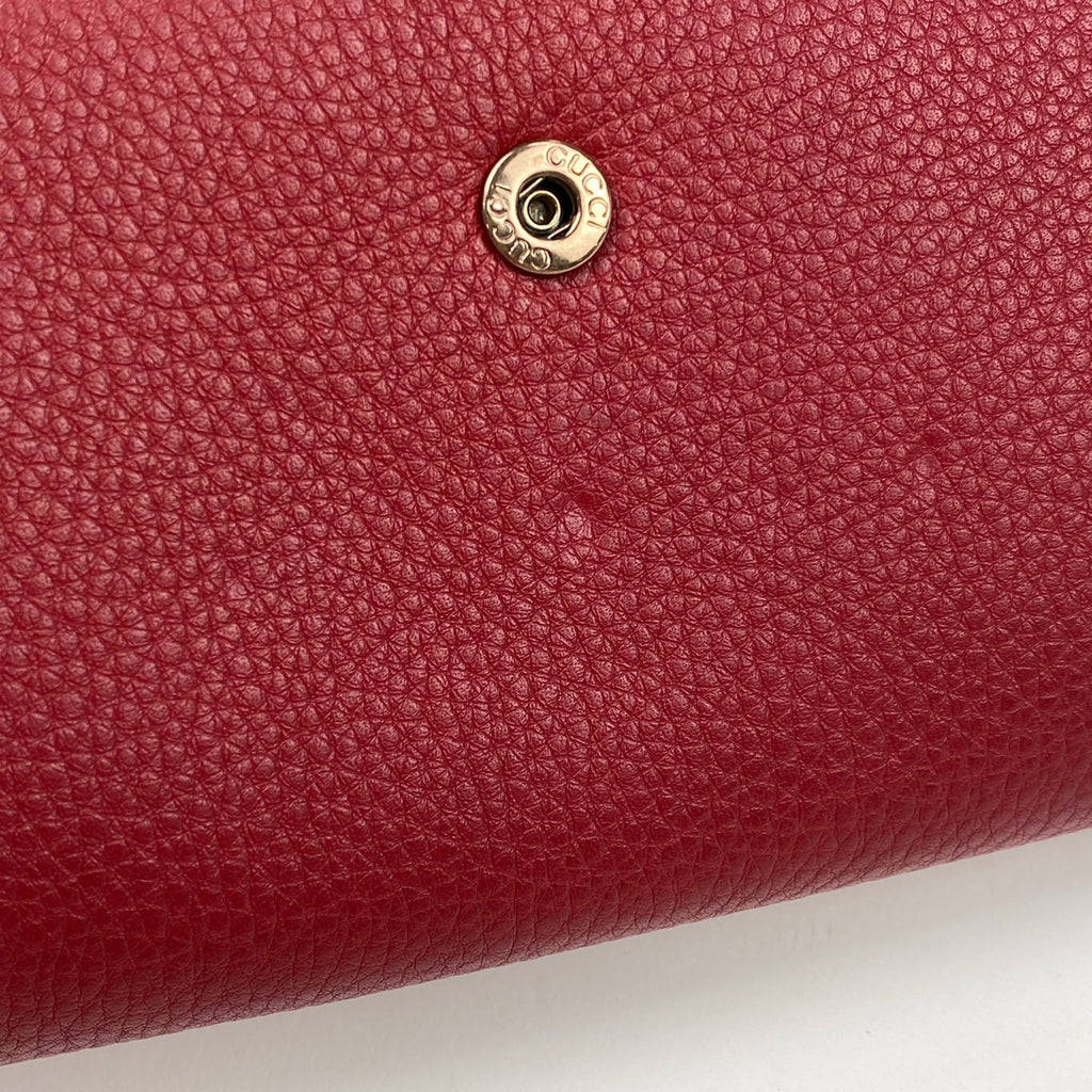 グッチ バンブー チェーン 長財布 ロゴ チェーンウォレット 長財布 レザー レッド 347974 レディース 【中古】 brbag