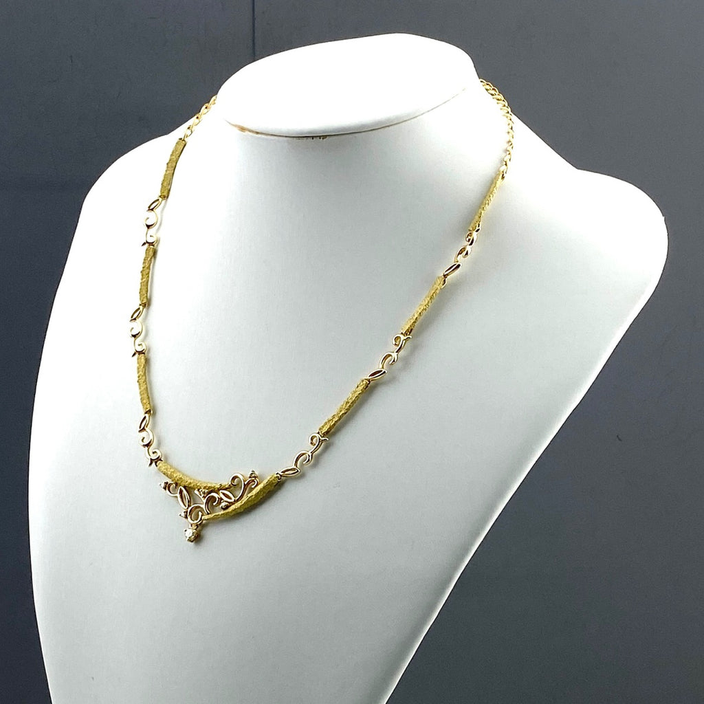 田村俊一 メレダイヤ デザインネックレス YG イエローゴールド ペンダント ネックレス K18 ダイヤモンド レディース 【中古】brjwl
