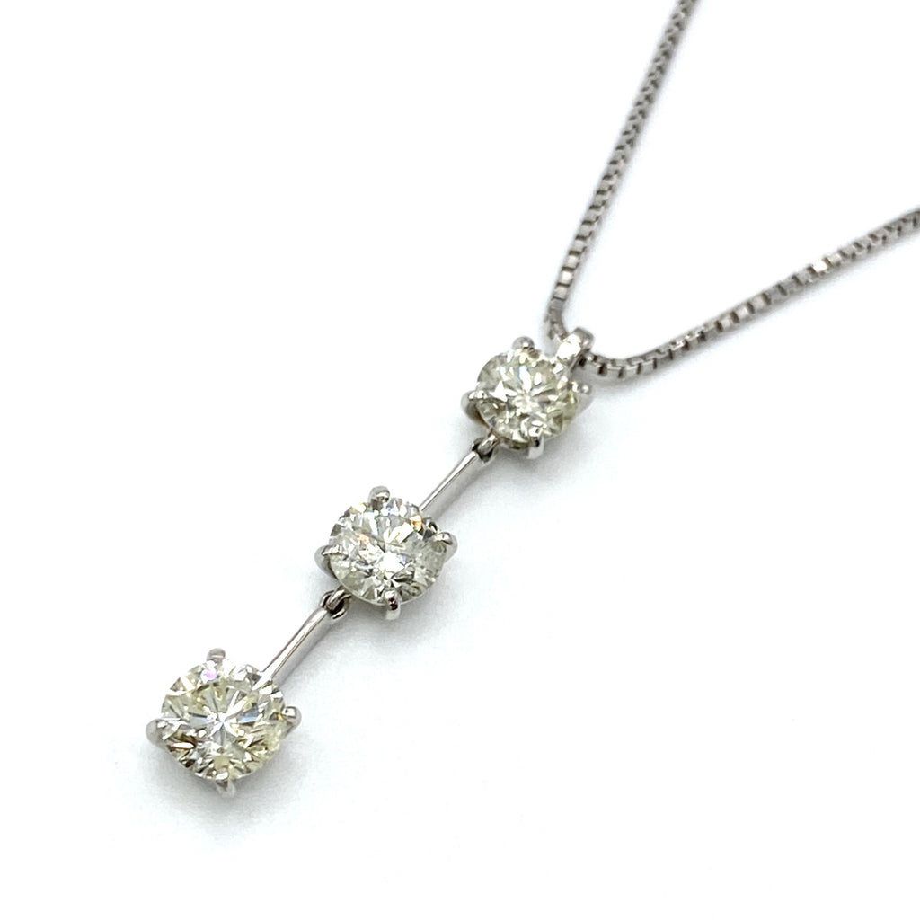 【在庫一掃】 ダイヤモンド デザインネックレス プラチナ WG ホワイトゴールド ペンダント ネックレス Pt900 K18 WG レディース 【中古】 nbjwl