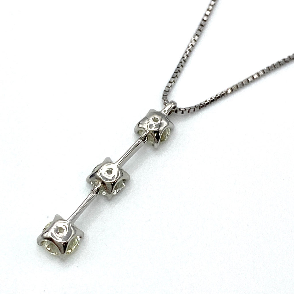 【在庫一掃】 ダイヤモンド デザインネックレス プラチナ WG ホワイトゴールド ペンダント ネックレス Pt900 K18 WG レディース 【中古】 nbjwl