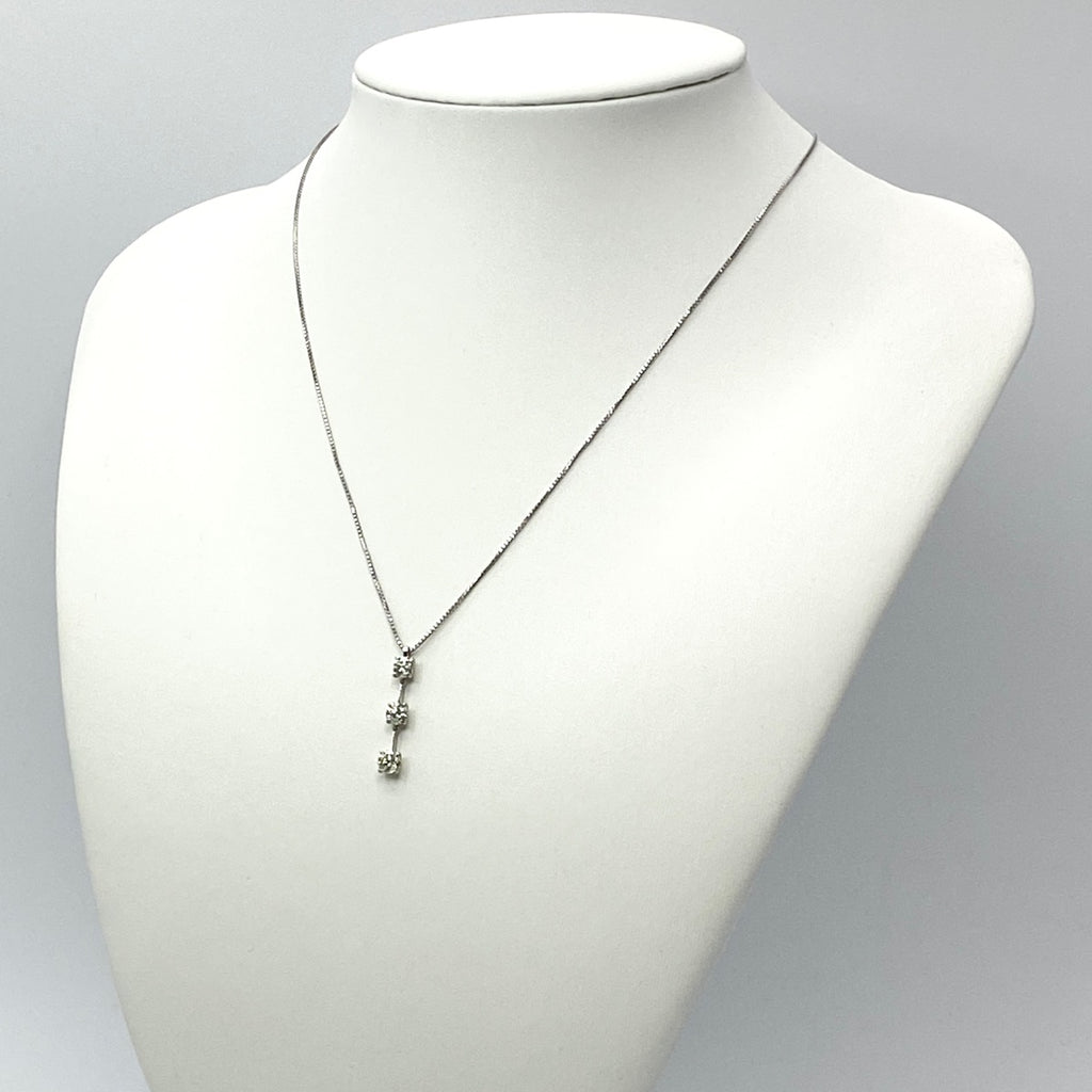 【在庫一掃】 ダイヤモンド デザインネックレス プラチナ WG ホワイトゴールド ペンダント ネックレス Pt900 K18 WG レディース 【中古】 nbjwl