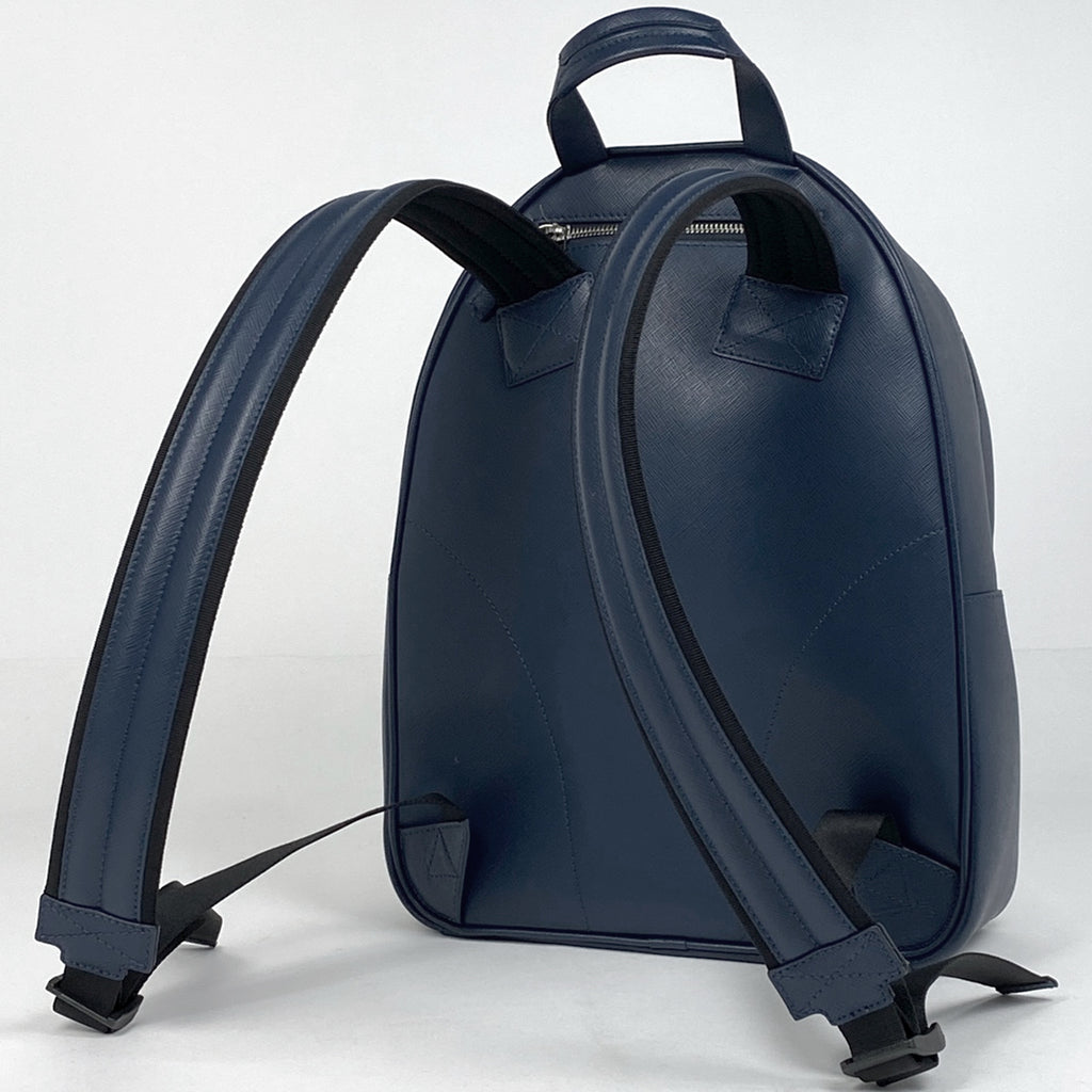 モンブラン ロゴ リュックサック バッグパック マイスターシュテック リュック レザー ネイビー メンズ 【中古】brbag